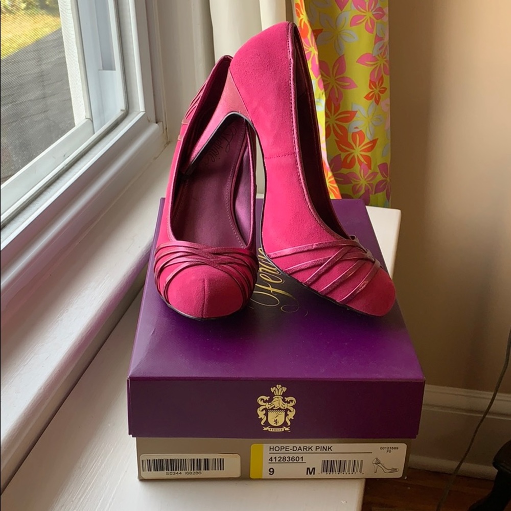 Hope Dark Pink Suede Heels by Fergi 9